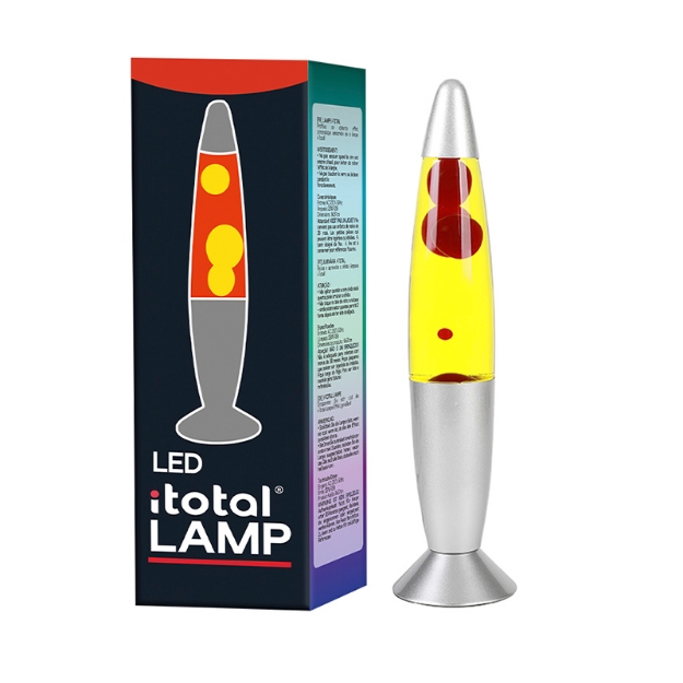 ΛΑΜΠΑ i-TOTAL XL2677 LED LAVA YELLOW-RED LAMP 35cm SILVER