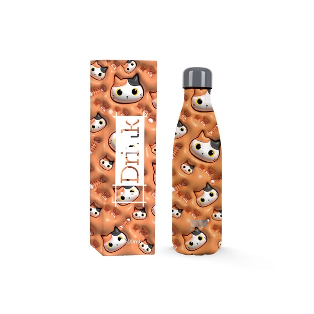 ΠΑΓΟΥΡΙ i DRINK ID0452 THERM BOTTLE 500ml 3D ORANGE CAT