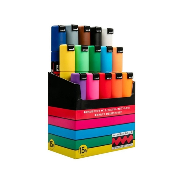 ΜΑΡΚΑΔΟΡΟΙ UNI POSCA PC- 8K XΟΝΔΡΟΙ ΒΙΤΡΙΝΑ 15τεμ