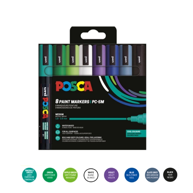 ΜΑΡΚΑΔΟΡΟΙ UNI POSCA  PC-5M MEDIUM ΣΕΤ 8 COOL