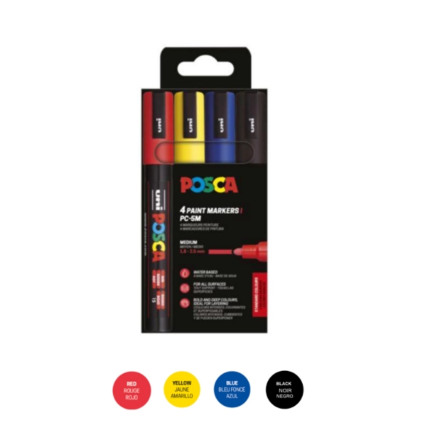 ΜΑΡΚΑΔΟΡΟΙ UNI POSCA  PC-5M MEDIUM ΣΕΤ 4 BASIC