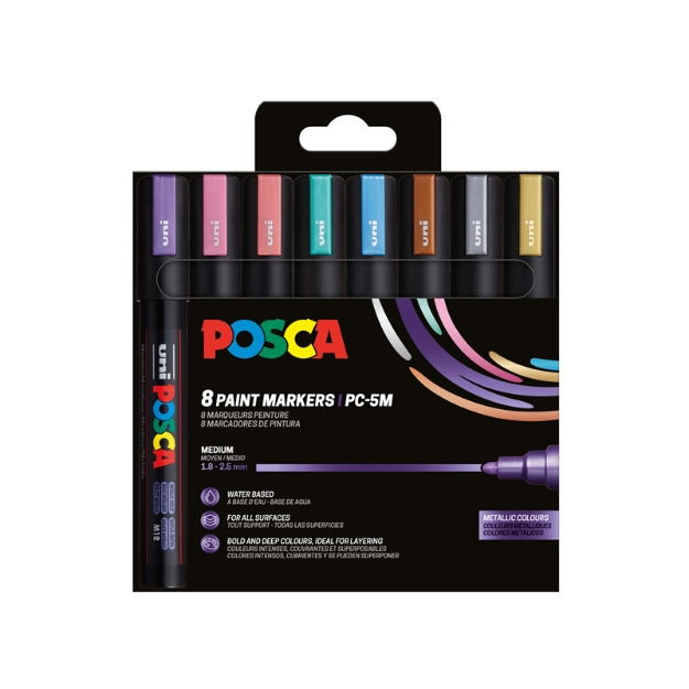 ΜΑΡΚΑΔΟΡΟΙ UNI POSCA PC-5M 8P ΣΕΤ METALLIC