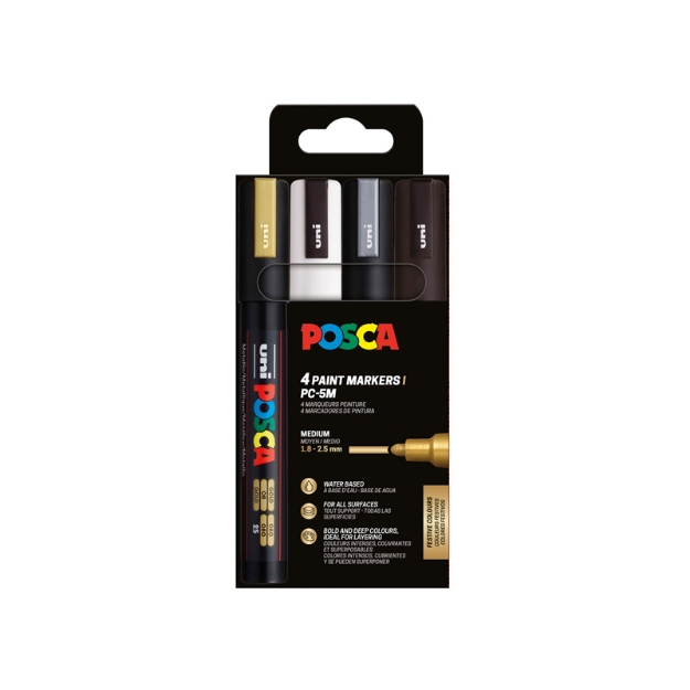 ΜΑΡΚΑΔΟΡΟΙ UNI POSCA PC-5M 4P ΣΕΤ BWSG