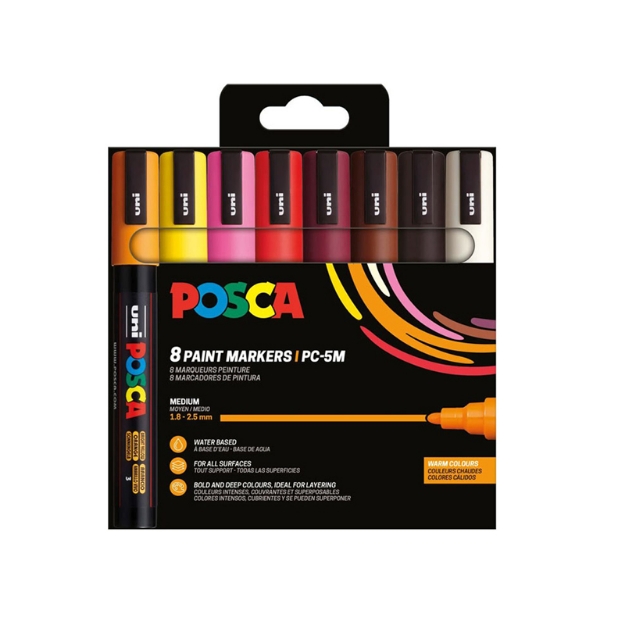 ΜΑΡΚΑΔΟΡΟΙ UNI POSCA PC-5M 8P ΣΕΤ WARM