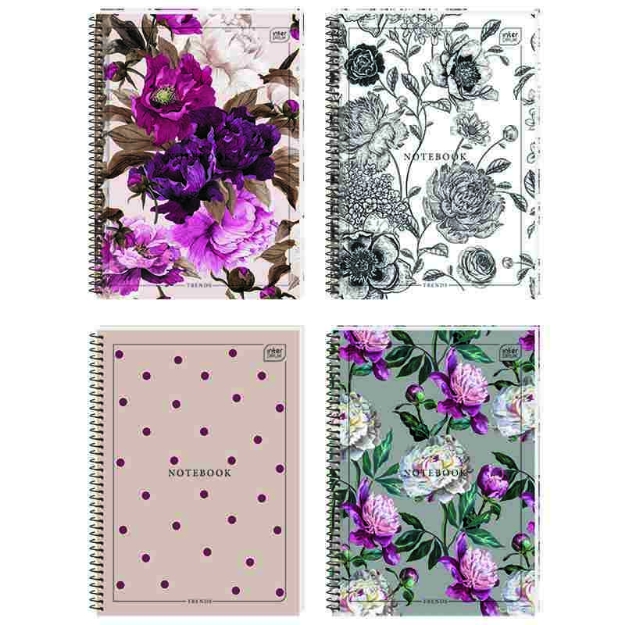 ΤΕΤΡΑΔΙΑ ΣΠΙΡΑΛ INTERDRUK FLOWERS 21Χ29/1Θ  60σ
