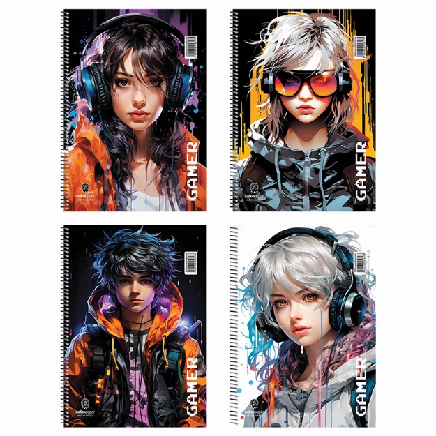 ΤΕΤΡΑΔΙΟ ΣΠΙΡΑΛ SALKO GAMER 17X25/4Θ 240σελ.