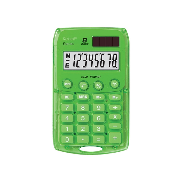 ΑΡΙΘΜΟΜΗΧΑΝΗ REBELL POCKET STARLET GREEN (8 ΨΗΦΙΩΝ)