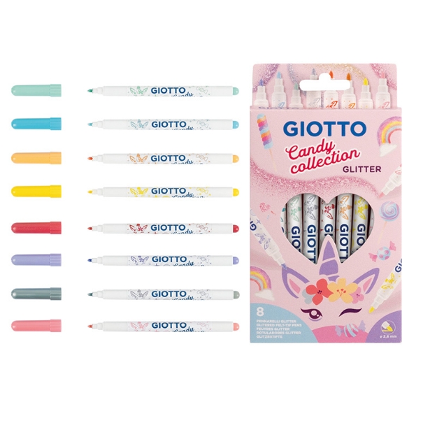 ΜΑΡΚΑΔΟΡΟΙ GIOTTO GLITTER CANDY PASTELL 8τεμ 4285