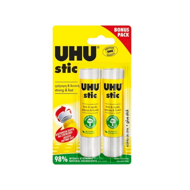 ΚΟΛΛΑ UHU STICK 21gr BLISTER 2ΤΕΜ BONUS PACK