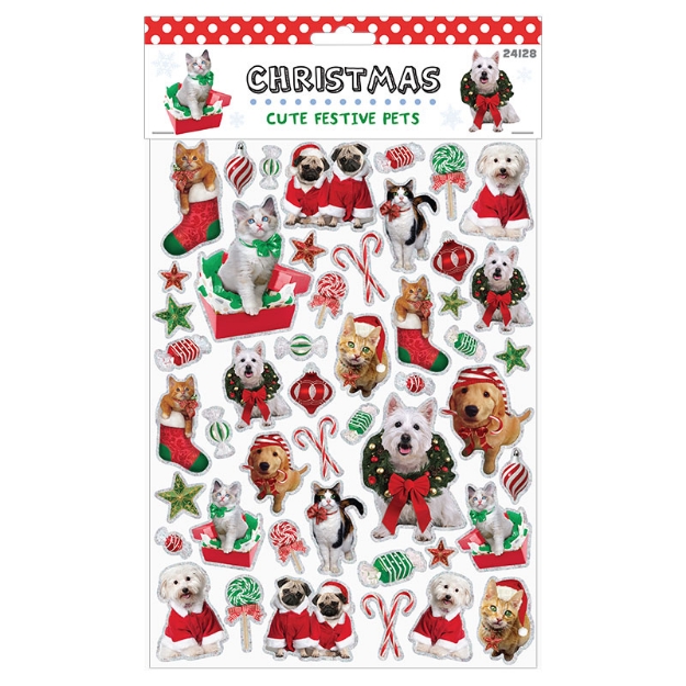 ΑΥΤΟΚΟΛΛΗΤΑ STICKERS 24128 XMAS CUTE PETS 26X19cm